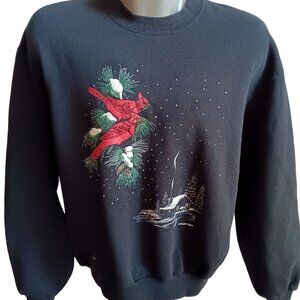 Vintage Large Black Crewneck Sweatshirt Cardinal & Snow 1990's Gopher Sport
